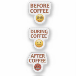 Voor Tijdens Na Koffie Stemming Vector Kunst Sticker