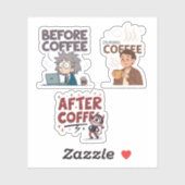 Voor Tijdens Na Koffie Stemming Vector Kunst Sticker (Vel)