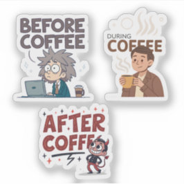 Voor Tijdens Na Koffie Stemming Vector Kunst Sticker