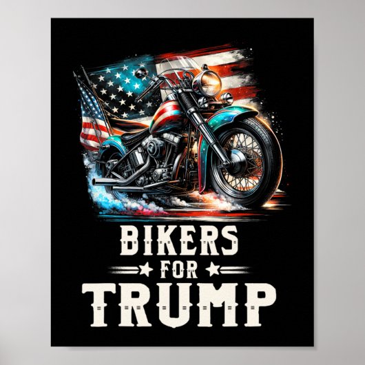 Voor Trump 2024 Motorfiets Patriottische Amerikaan Poster (Voorkant)