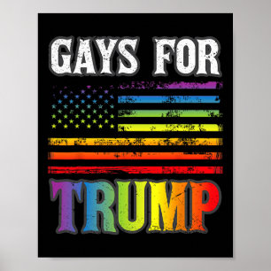 Voor Trump LHBT Pride Gay Rainbow Flag Stem Republ Poster