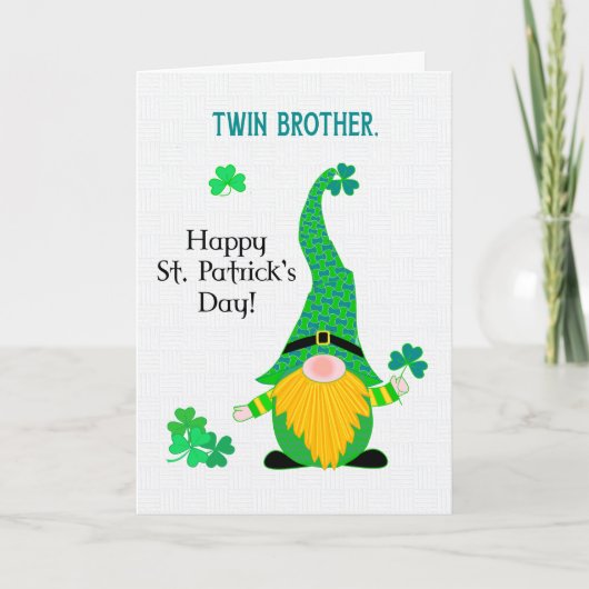 Voor Twin Brother St Patrick's Fun Leprechaun Kaar Kaart (Voorkant)