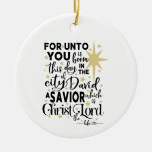 Voor u is geboren op deze dag Gouden Kerstmis Keramisch Ornament