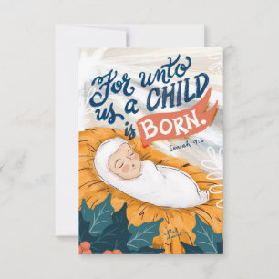 Voor Unto ons kerstkaart Bedankkaart