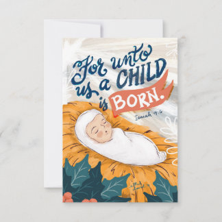 Voor Unto ons kerstkaart Bedankkaart