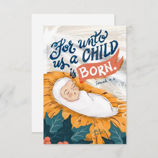 Voor Unto ons kerstkaart Bedankkaart (Voorkant / Achterkant)