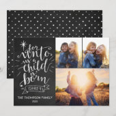 Voor Unto Us Kerstmis Fotokaart Drie Afbeelding Feestdagenkaart (Voorkant / Achterkant)