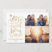 Voor Unto Us Kerstmis Fotokaart Drie Afbeelding Feestdagenkaart (Voorkant)