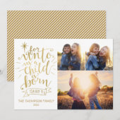 Voor Unto Us Kerstmis Fotokaart Drie Afbeelding Feestdagenkaart (Voorkant / Achterkant)