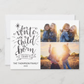 Voor Unto Us Kerstmis Fotokaart Drie Afbeelding Feestdagenkaart (Voorkant)