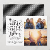 Voor Unto Us Kerstmis Fotokaart Drie Afbeelding Feestdagenkaart (Voorkant / Achterkant)