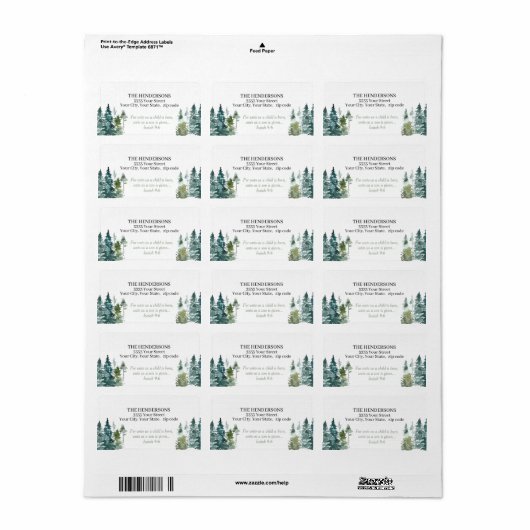 Voor Unto Us Rustic-adres voor Kerstmis Etiket (Full Sheet)