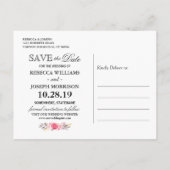 (voor USPS) Elegant Pink Floral Gold Save the Date Aankondigingskaart (Achterkant)