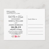 (voor USPS) Floral Navy Blue Stripes Save the Date Aankondigingskaart (Achterkant)