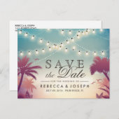 (voor USPS) Palm Beach String Lights Save the Date Aankondigingskaart (Voorkant / Achterkant)
