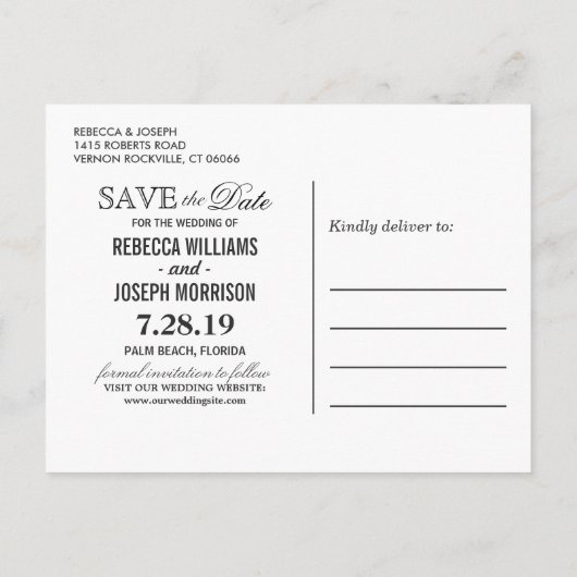 (voor USPS) Palm Beach String Lights Save the Date Aankondigingskaart (Achterkant)