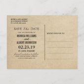 (voor USPS) Rustic Kraft Pine Trees Save the Date Aankondigingskaart (Achterkant)