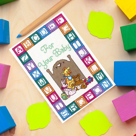 Voor uw Baby Cross Stitch Gift Kaart