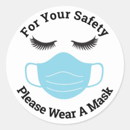 Voor uw veiligheid Draag u een masker en een as Ronde Sticker