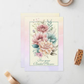Voor uw Vrijgezellenfeest Pastel Floral Notitiekaartje (Voorkant / Achterkant in situ)