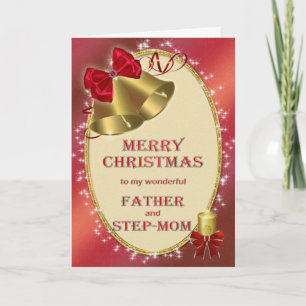 Voor vader en stiefmoeder traditionele kerstkaart feestdagen kaart