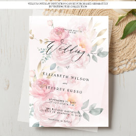 Voor Vellum Overlay Spring Blush Floral Wedding Kaart