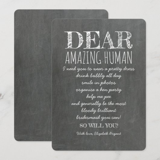 VOOR VERBAZINGWEKKENDE MENSELIJKE Grappige Bruidsm Kaart (Voorkant / Achterkant)