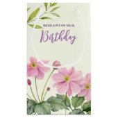 Voor Verjaardag Waterverf Roze Japans Anemone Klein Cadeauzakje (Achterkant)