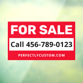 Voor verkoop telefoonnummer URL of aangepaste teks Raamsticker (Vel 3)
