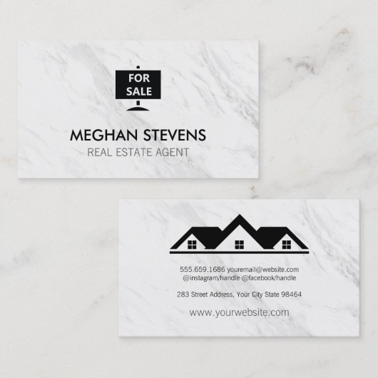 Voor verkoop van de marmer van de Real Estate Agen Afsprakenkaartje (Voorkant / Achterkant)