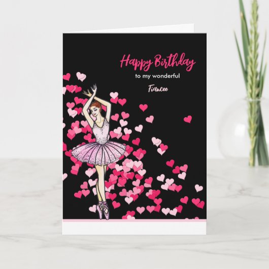 Voor verloofde van de Birthday Ballerina Pink Dres Kaart (Voorkant)