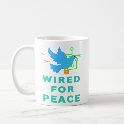 Voor vrede bedraad koffiemok (Links)