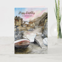 Voor Vriend op Verjaardag Staithes Engeland Waterv Kaart