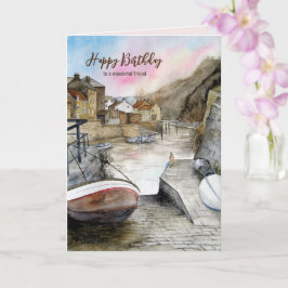 Voor Vriend op Verjaardag Staithes Engeland Waterv Kaart