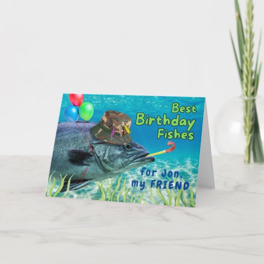 Voor Vriend Verjaardag Vis Klaar om te Feesten Kaart (Voorkant)