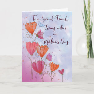 Voor vriendin Moederdag Liefs met Oranje en Roze   Kaart