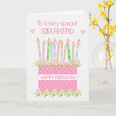 Voor Vriendin Verjaardagstaart Harten en Rozen Kaa Kaart (Gele Bloem)