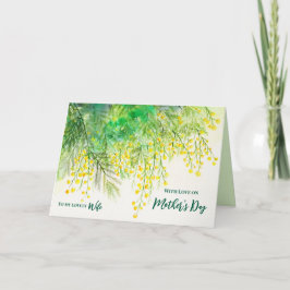 Voor Vrouw op Moederdag Custom Yellow Mimosa Kaart