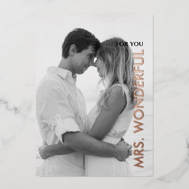 Voor Vrouw op Valentijnsdag Aangepaste Fotokaart Folie Uitnodiging