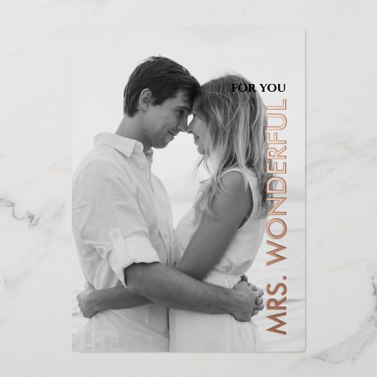 Voor Vrouw op Valentijnsdag Aangepaste Fotokaart Folie Uitnodiging (Voorkant)