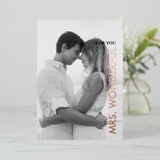 Voor Vrouw op Valentijnsdag Aangepaste Fotokaart Folie Uitnodiging (Staand Voorkant)