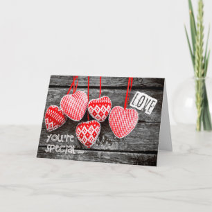 Voor vrouw op Valentijnsdag. Craft Hearts Feestdagen Kaart