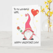 Voor Vrouw Valentijns's Schattigee Gnome en Red Ro Kaart (Gele Bloem)