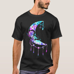 voor Vrouwen Halve Maan Vlinder Mandala Yoga T-shirt