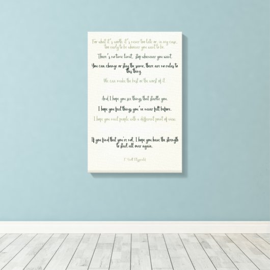 Voor wat het waard is van F Scott Fitzgerald Canvas Afdruk (Insitu (Houten vloer))