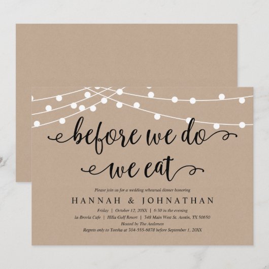 Voor we dat doen eten we, een ritueel repetitief d kaart (Voorkant / Achterkant)