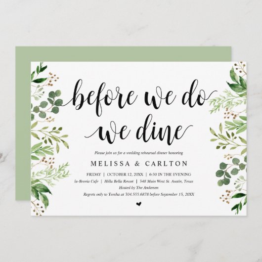 Voor we dat doen, gaan we, Greenery, repetitief di Kaart (Voorkant / Achterkant)