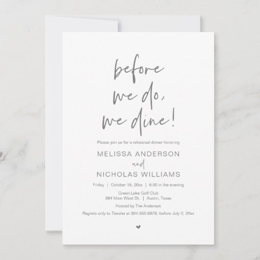 Voor we dat doen, gaan we met een bruiloft eten. kaart (Voorkant)