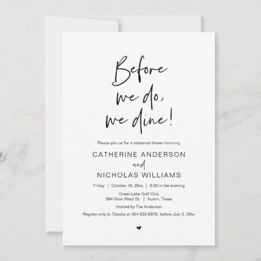 Voor we dat doen, gaan we met een bruiloft eten. kaart (Voorkant)