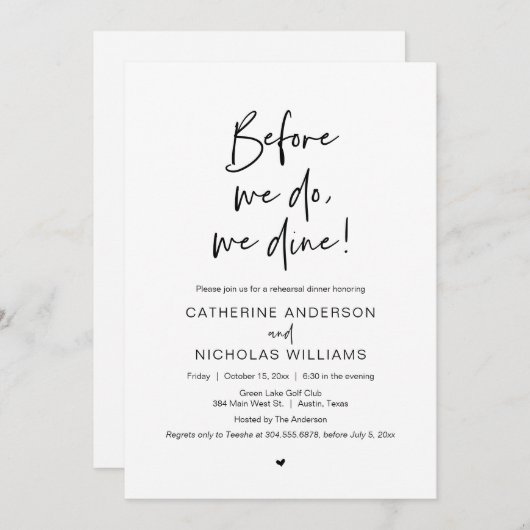 Voor we dat doen, gaan we met een bruiloft eten. kaart (Voorkant / Achterkant)